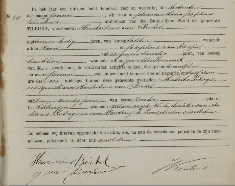 Overlijdensakte Henrica Zebregs