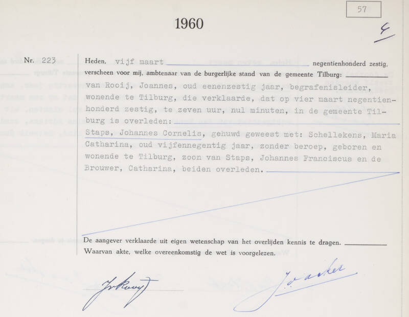 Overlijdensakte JC Staps