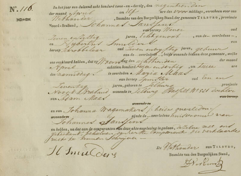 Overlijdensakte Maria Anna Maas