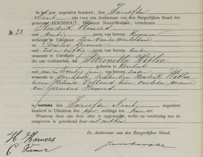 Overlijdensakte Petronella Witlox