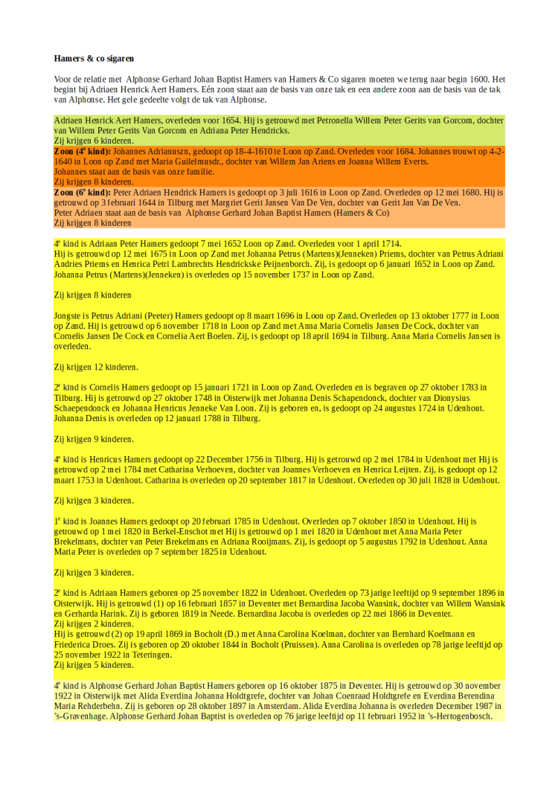 Relatie met Alphonse Hamers