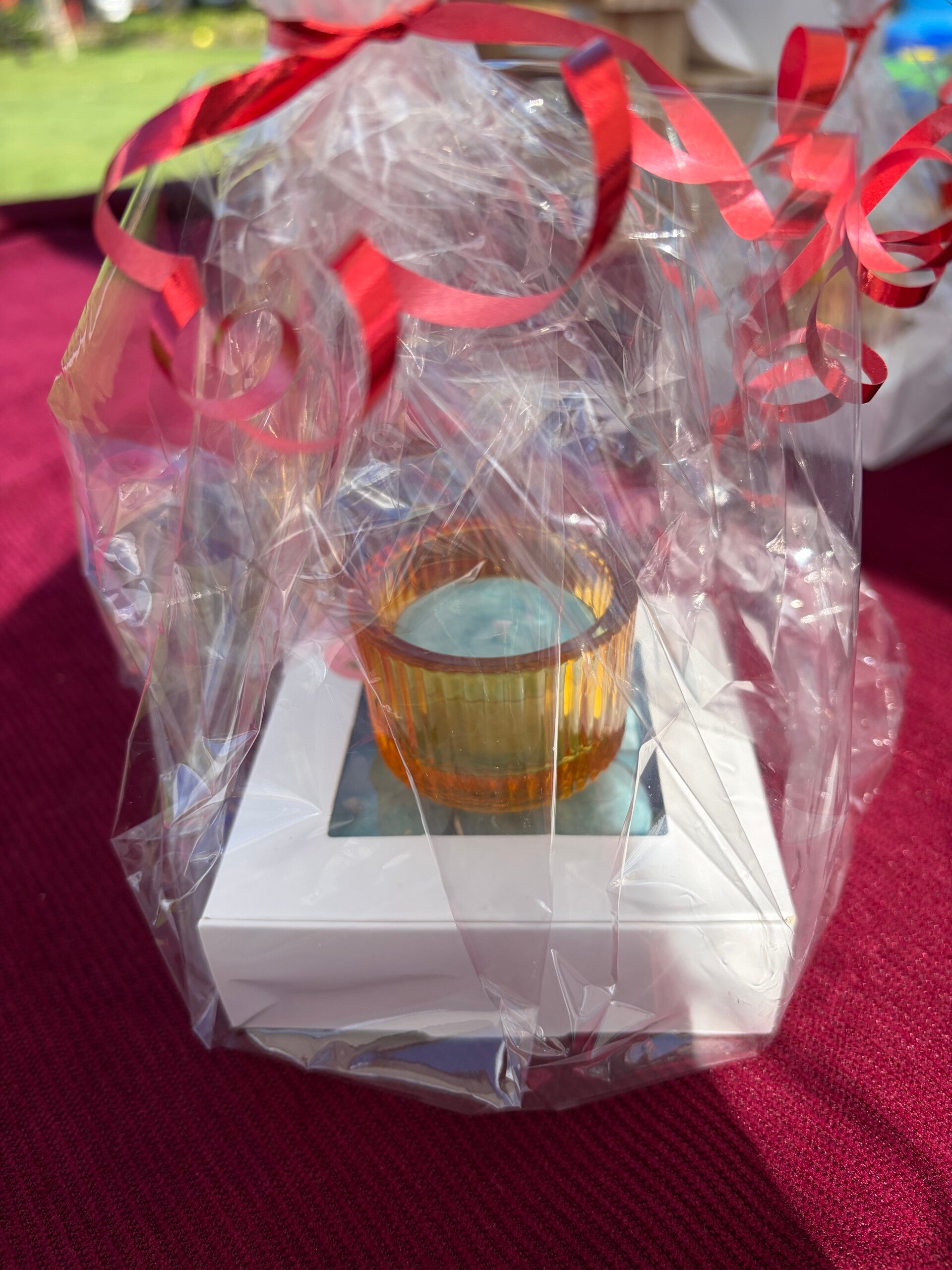 Cadeauset waxinelichtje katoen, gele houder