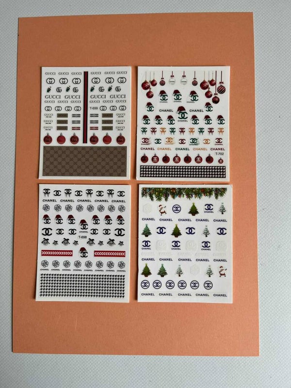 4 luxe vellen nagelstickers kerst