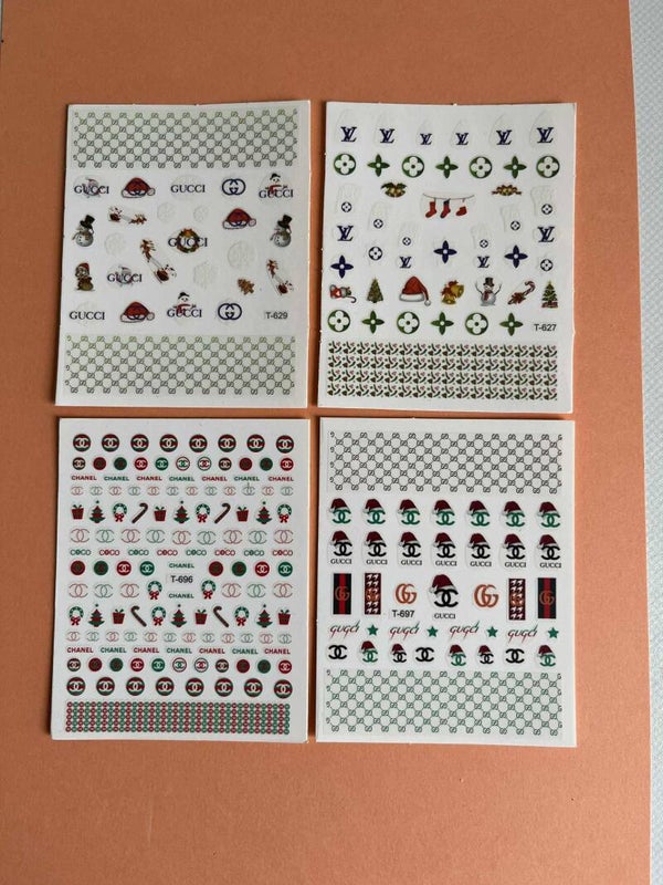4 vellen luxe kerst nagelstickers (2) laatste set)