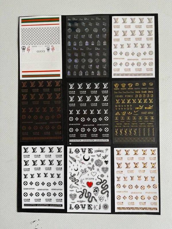 9 luxe merk nagelsticker vellen