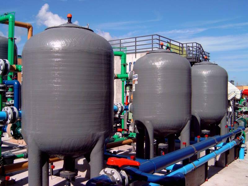 96” diameter custom fiberglass filters in a recreational water application