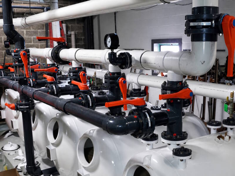 A bank of sand filters in a pharmaceutical application
