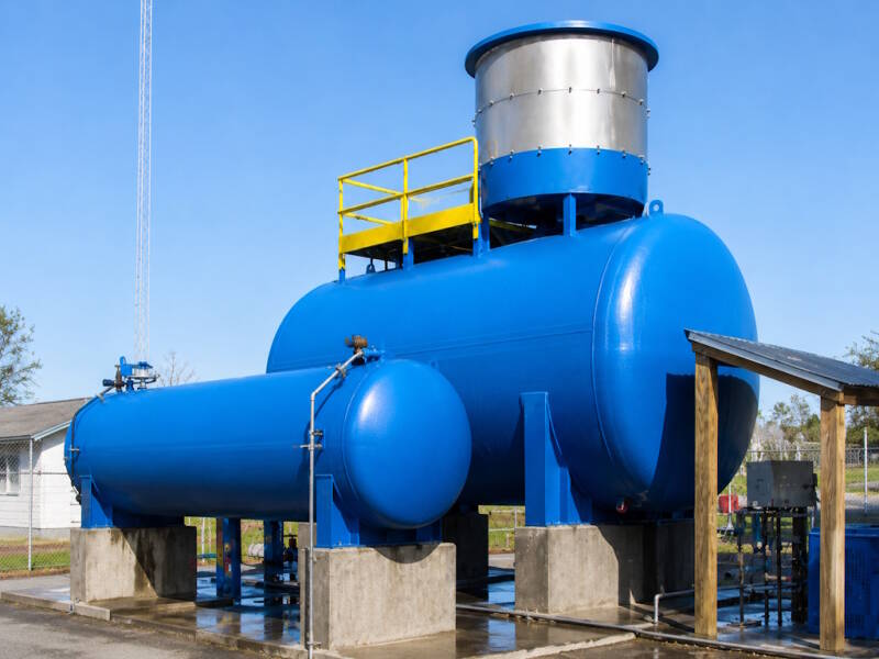A 2,000-gallon hydro-pneumatic tank