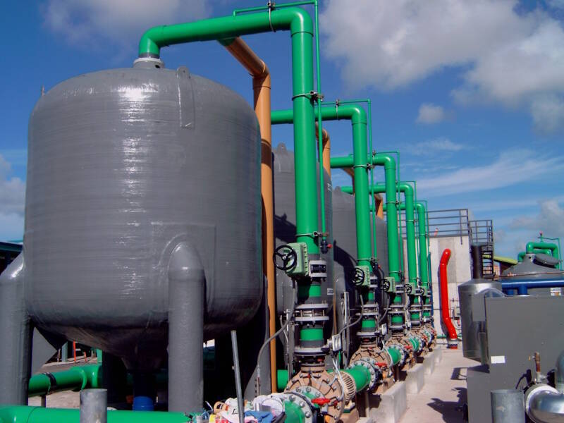 96” diameter custom fiberglass filters in a recreational water application