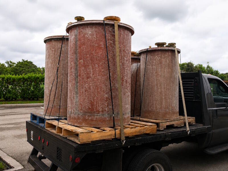 Fiber reinforced polymer (FRP) sodium hypochlorite storage tanks