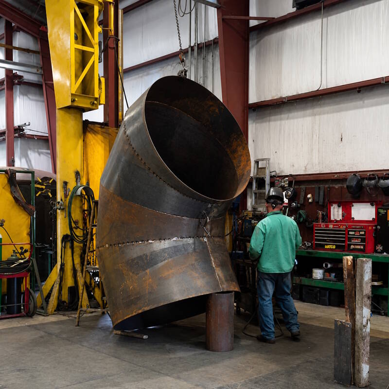 62” diameter mitered elbow for ventilation system