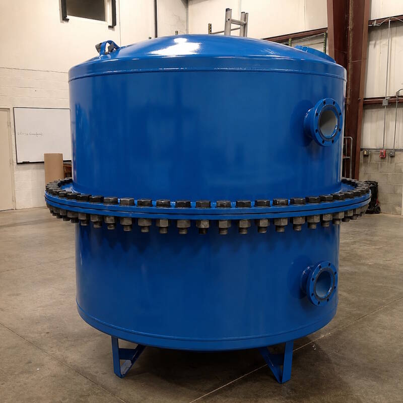Custom split and flanged tank made for limited door access