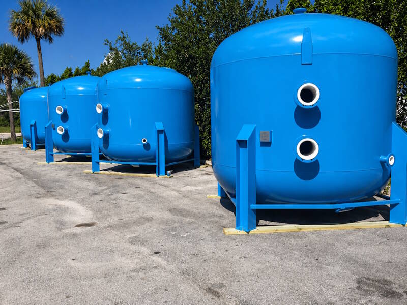 RO pretreatment multi-media filters in a packaged desalination application