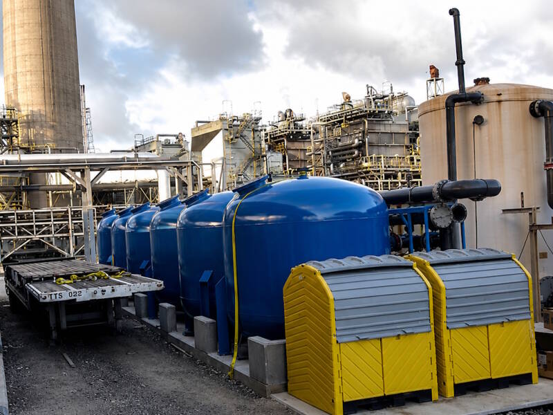 RO pretreatment multi-media filters in a packaged desalination application