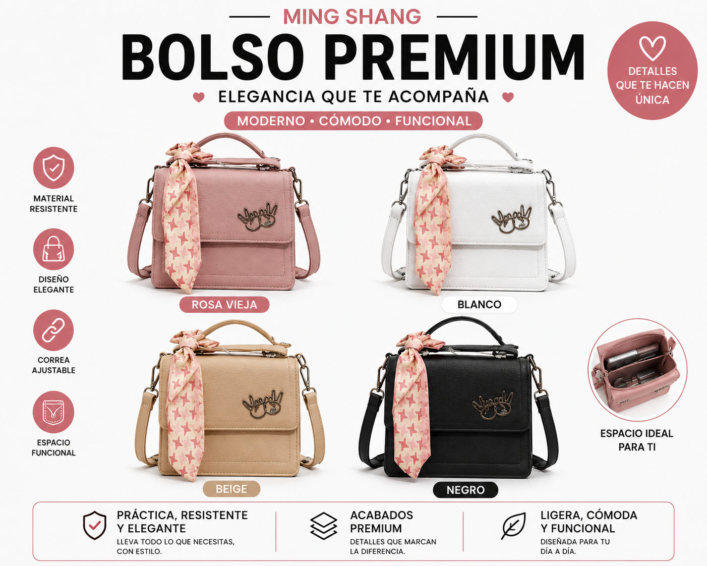 Bolsos de mujer, pequeños para salir a eventos especiales.