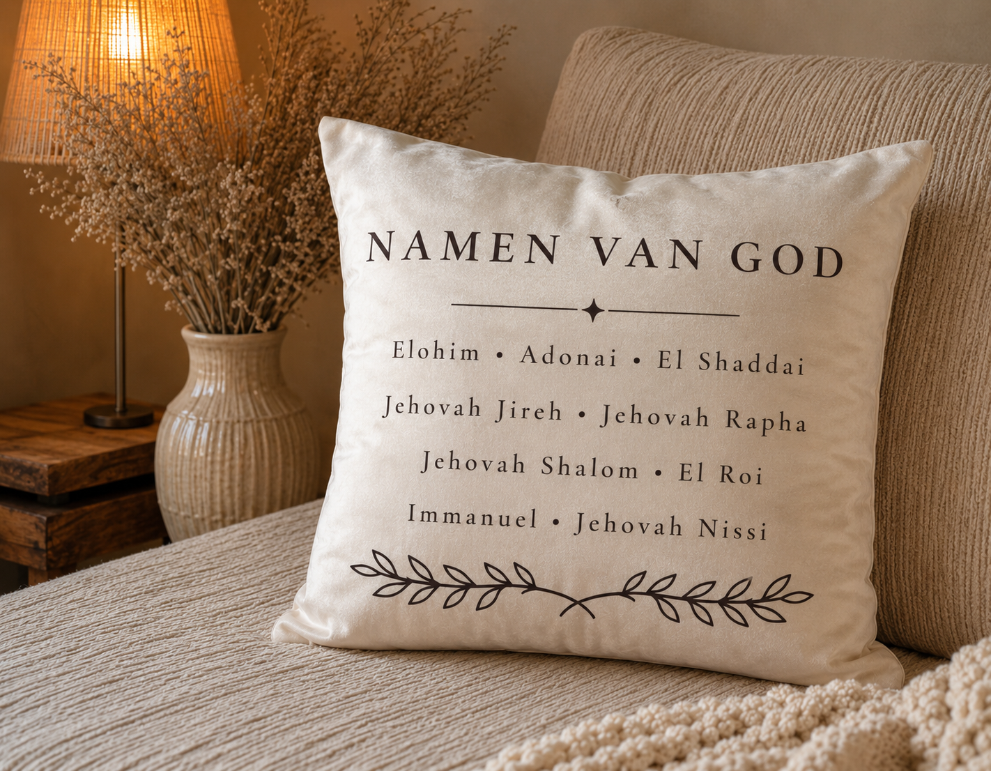 Namen van God | Christelijk Velours Kussen
