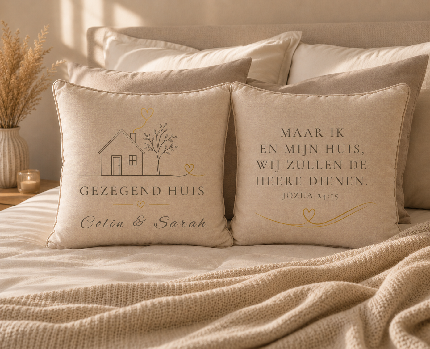 Gezegend Huis | Gepersonaliseerde Huwelijkskussen Set
