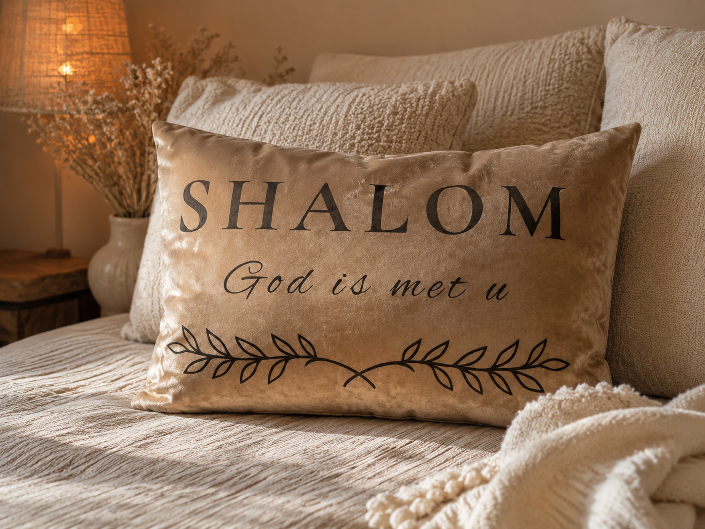 Shalom | Christelijk Velours Kussen