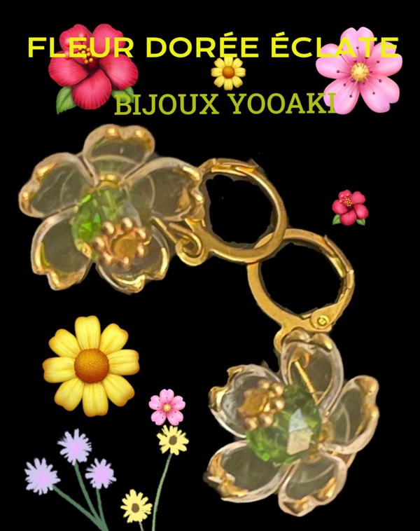 🌸🌸🌸Foryoureyes44  BIJOUX YOOAKI FLEUR DORÉE ÉCLATE 🌸🌸🌸🌸🌸🌸RADIANT GOLDEN  FLOWER BLOOMING 🌸🌸🌸