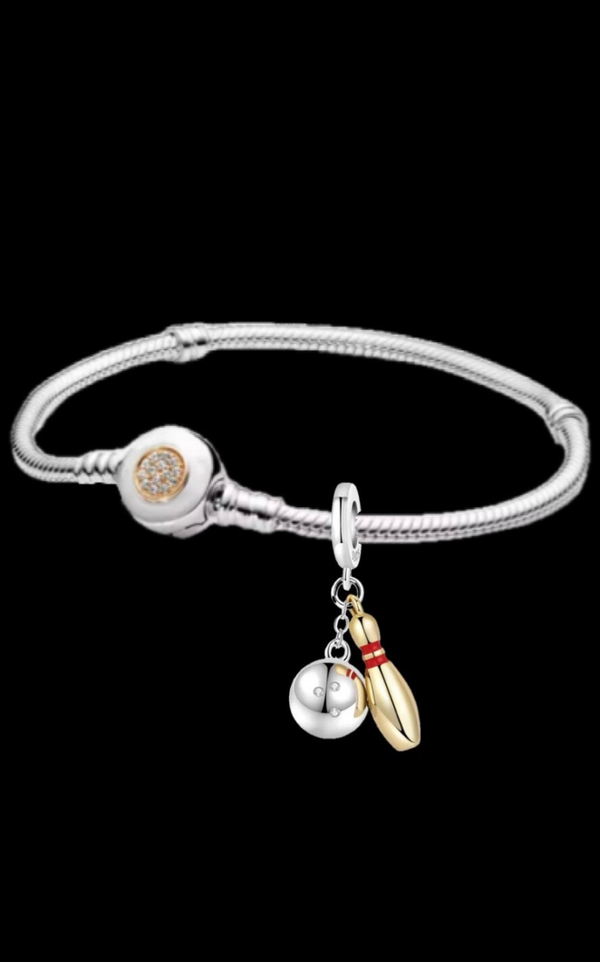 Bijoux Yooaki Foryoureyes44 Sterling Silver Good Luck Bowling Bracelet Charm Bracelet Argent Porte-bonheur