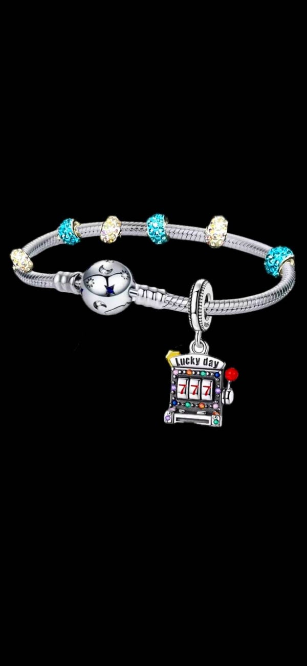 ☘️bijoux yooaki inc☘️ foryoureyes44 bracelet à breloques luckyday777 en argent sterling 925 925 sterling silver luckyday777 charm bracelet