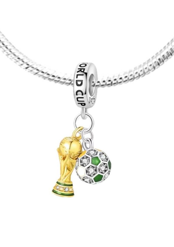 bijoux yooaki inc ⚽️World Cup Trophy and Soccer Ball Dangle Charm Breloque pendante : Trophée de la Coupe du Monde et ballon de football⚽️