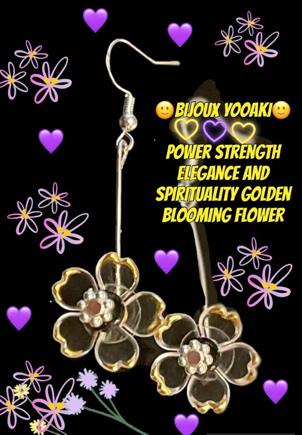 🙂BIJOUX YOOAKI🙂 ❣️Power strength elegance The Black Golden blooming flower❣️ 🙂 BIJOUX YOOAKI 🙂 ❣️Puissance, force, élégance La fleur Noire et Dorée❣️
