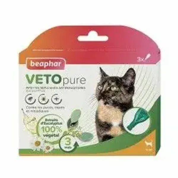3 pipettes antiparasitaires chat Beaphar