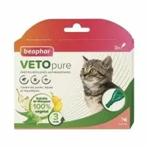 3 pipettes antiparasitaires chaton Beaphar