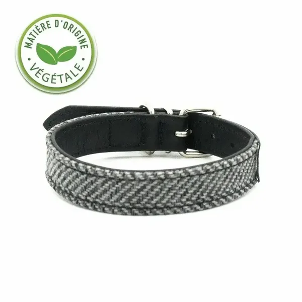 Collier en cuir végétal et tweed