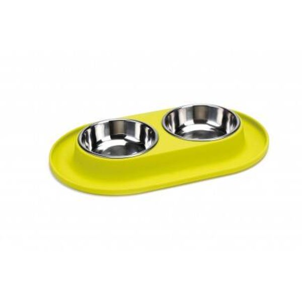 Gamelle double inox bord silicone