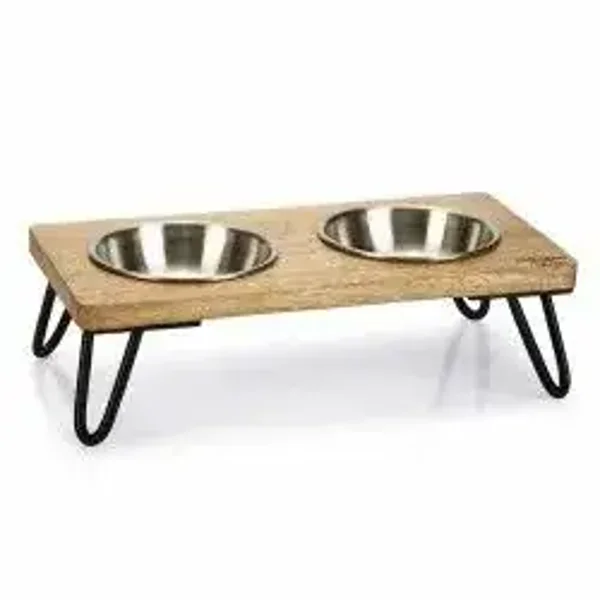 Gamelle double en bois et acier LINGA