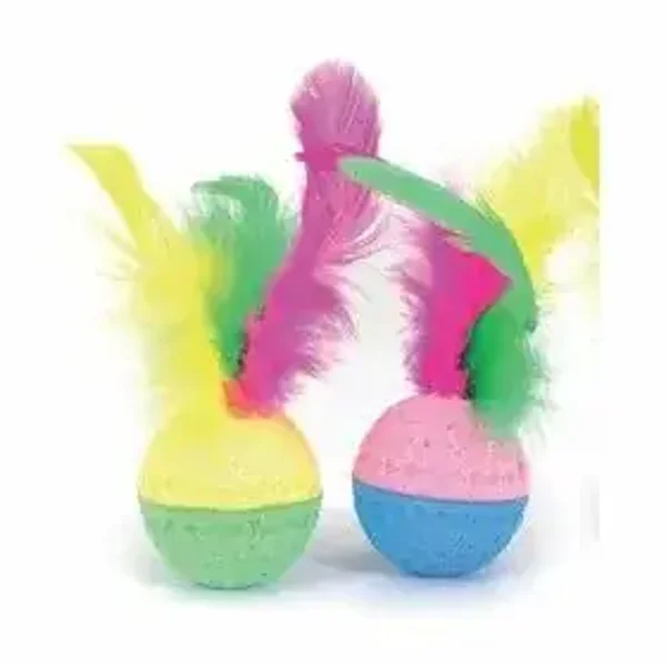 Lot de 2 balles éponge avec plumes