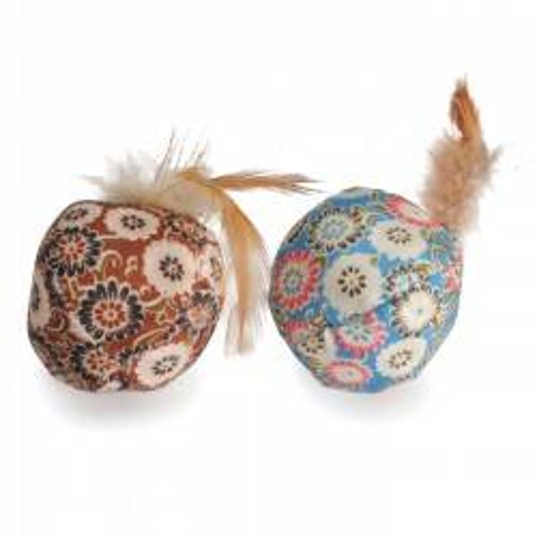Lot de 2 balles en tissus avec plume