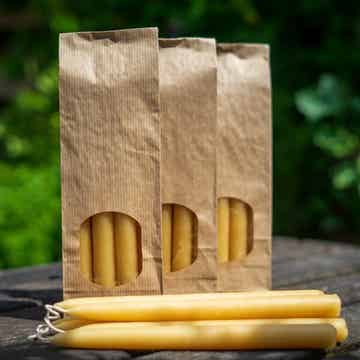 Bijenwas Dinerkaarsen set 2 stuks