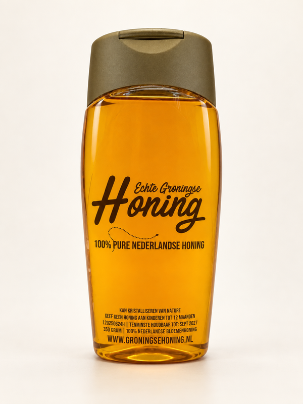Honing in knijpfles bestellen | Groningse Honing 350g