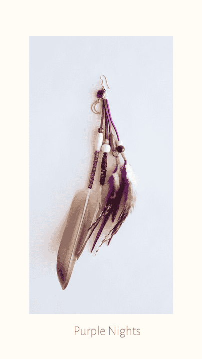 SOLD Veren oorbel 'Purple Nights'