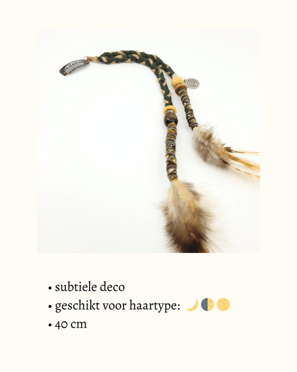 SOLD Spirit Lock Feather clip-in 'Olive Branch'