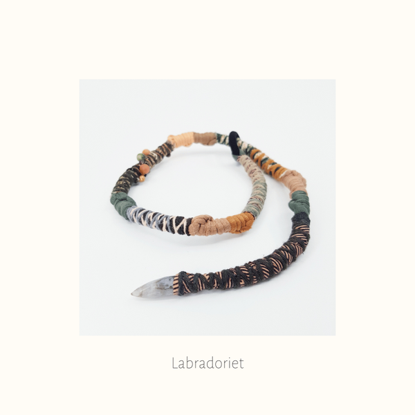 SOLD Hair wrap met lus 'Labradoriet'