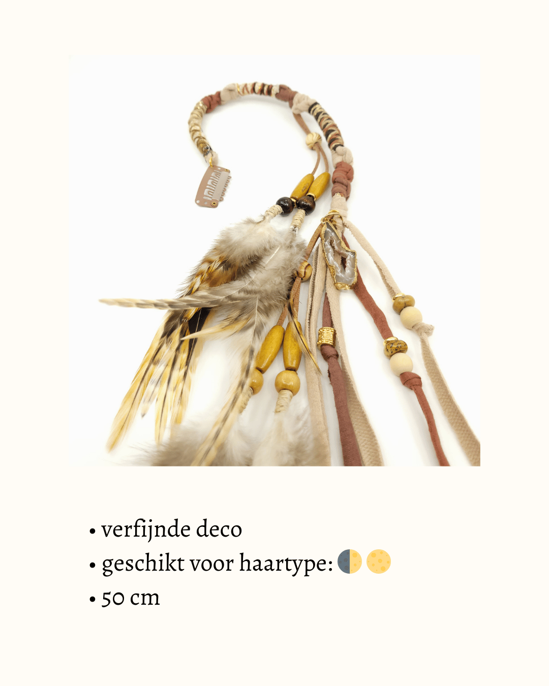 Spirit Lock Feather clip-in 'Golden Goddess Natali'