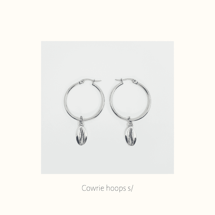 Oorbellen 'Cowrie hoops s/'