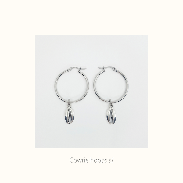 Oorbellen 'Cowrie hoops s/'