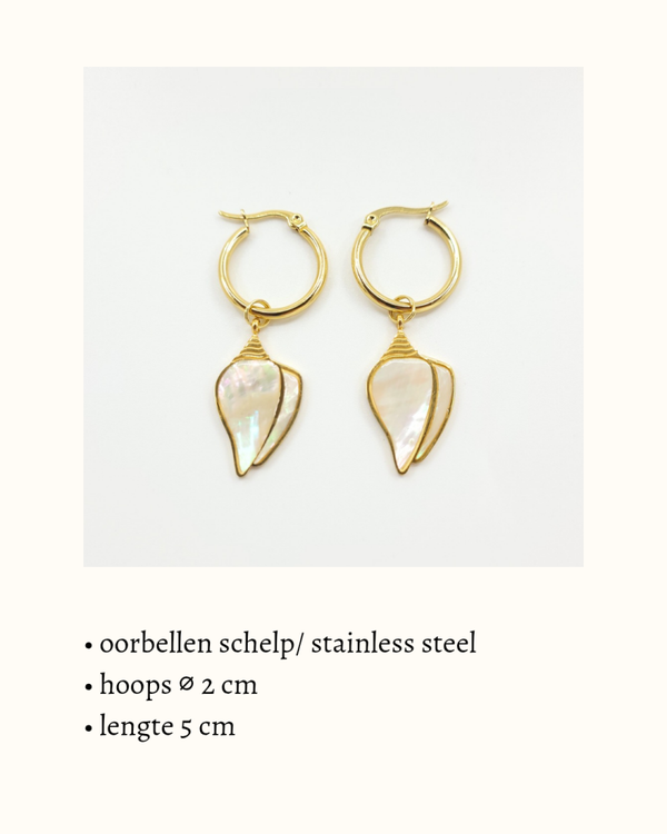 Hoop oorbellen 'Conch Parelmoer'