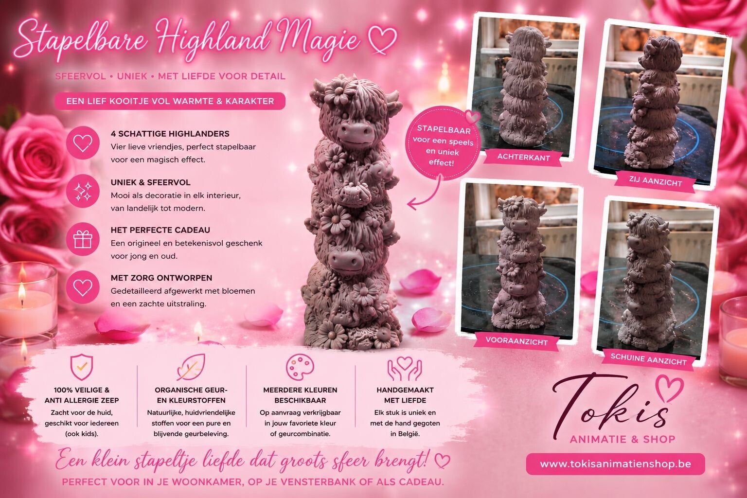 🐮🌸 Titel: Stapelbare Highland Magie – Handgemaakte Zeep met Karakter