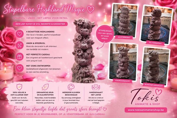🐮🌸 Titel: Stapelbare Highland Magie – Handgemaakte Zeep met Karakter