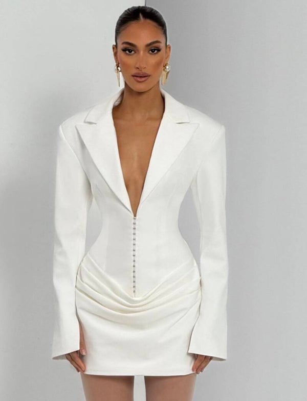 Vestido blazer blanco ajustado
