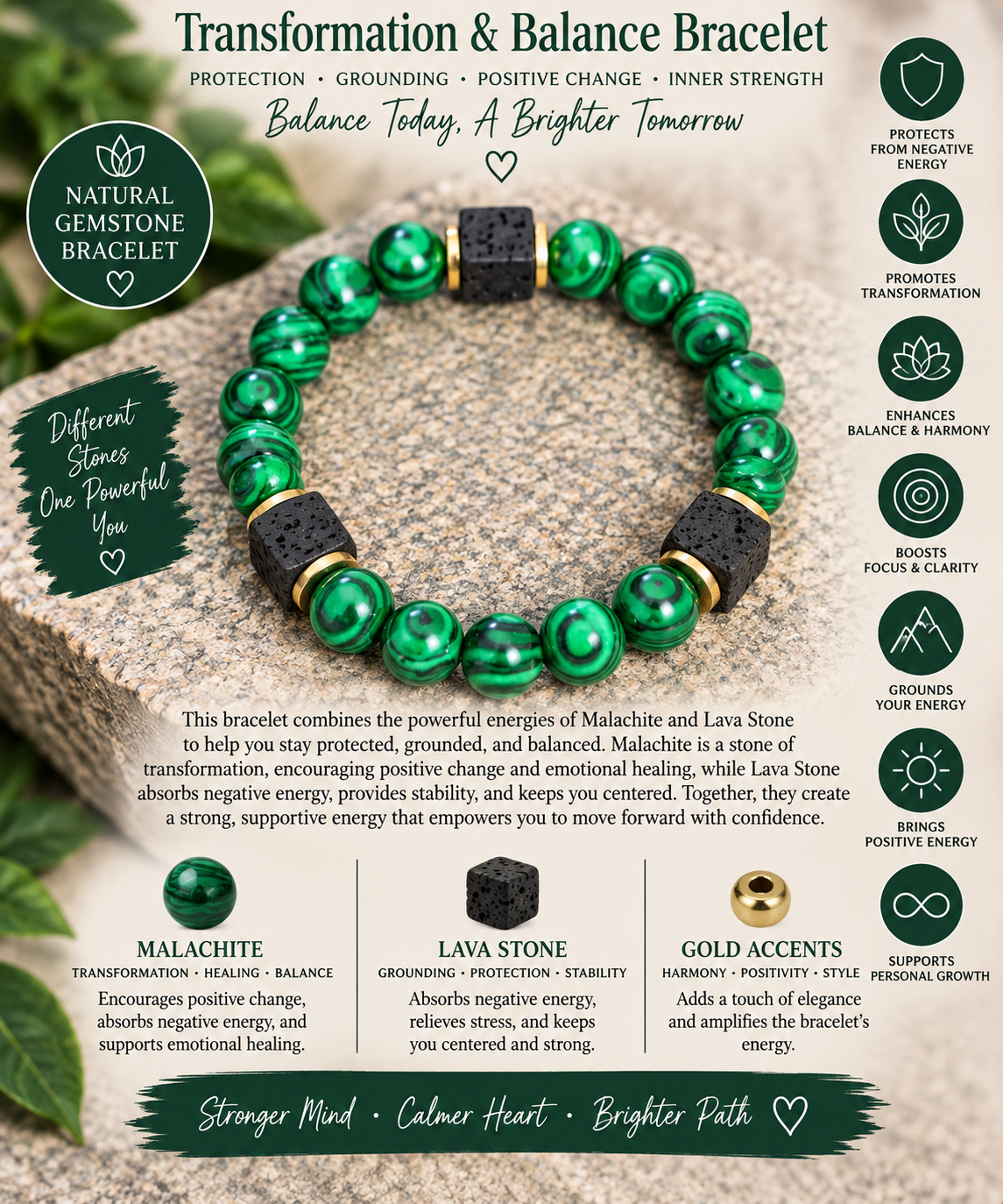 Healing Bracelet Green malachite