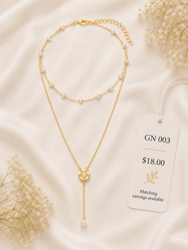 Stainless Steel Necklace- gold double chain