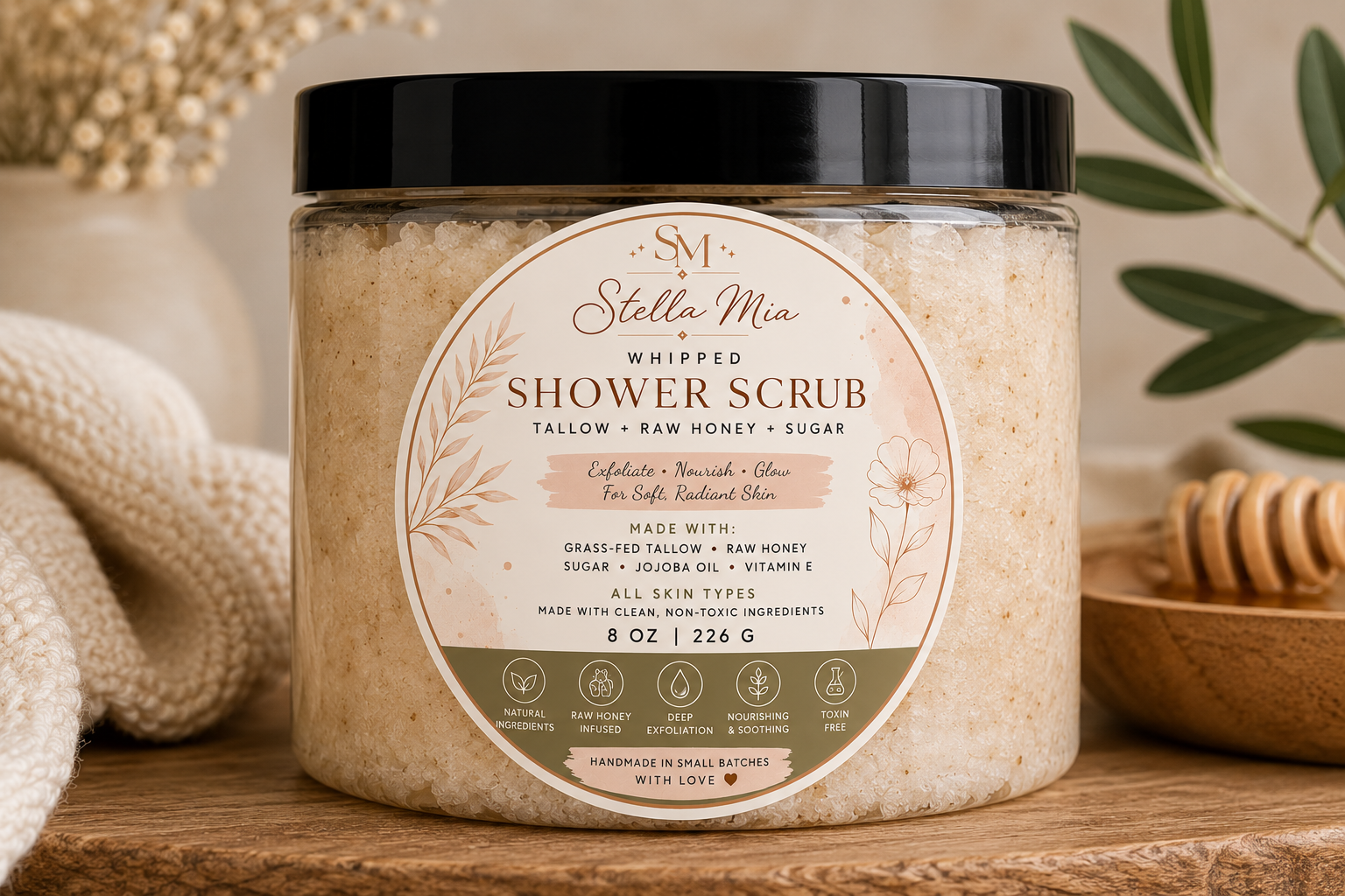 Stella Mia Whipped Sugar Shower Scrub (contains sweet almond oil)