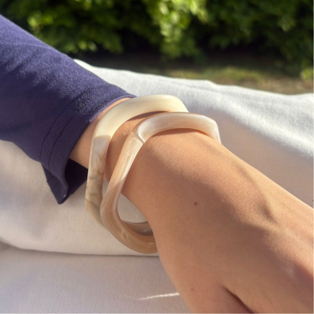Beige Marble Resin Bangles
